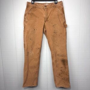 Carhartt Relaxed Fit Rugged Flex Duck Pant Carpenter Workwear Distressed Stained